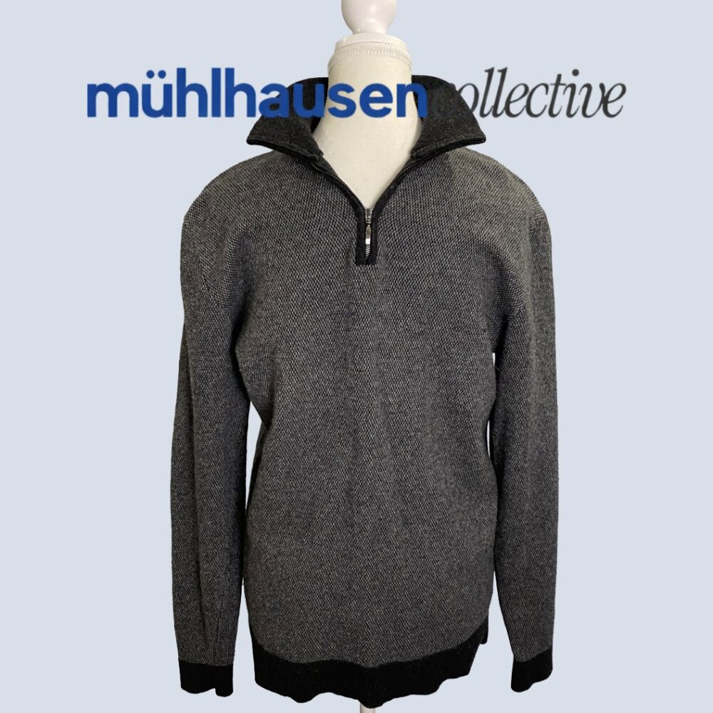 Italian Made Cashmere Blend Quarter Zip Sweater | Gray Knit |